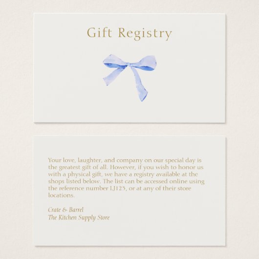 トレンディーブルーリ結婚ボンのレジストリエンクロージャ (正面&裏面)