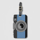 トレンディーブルーレトロフォトカメラ ラゲッジタグ (正面縦)