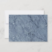 トレンディーブルー大理石RSVP返信結婚先 (裏面)