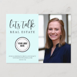 トレンディーブルー実在エテートマーケティング追加ロゴ ポストカード