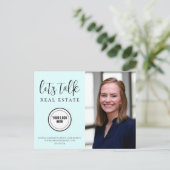 トレンディーブルー実在エテートマーケティング追加ロゴ ポストカード (スタンド正面)