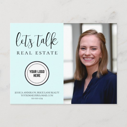 トレンディーブルー実在エテートマーケティング追加ロゴ ポストカード (正面)