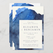 トレンディーブルー抽象芸術水カラスプラッシュ結婚ズ 招待状 (正面/裏面)
