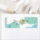 トレンディーブルー水玉模様差出人住所テンプレート ラベル (インサイチュ)