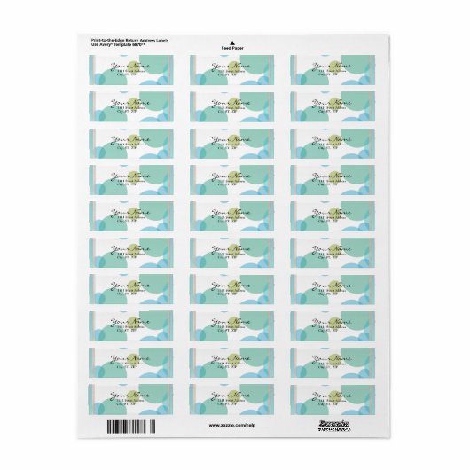 トレンディーブルー水玉模様差出人住所テンプレート ラベル (フルシート)