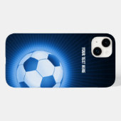 トレンディーブルー白熱［赤熱］光を放つサッカー |スポーツ最高のギフト Case-Mate iPhoneケース (裏面 (横))