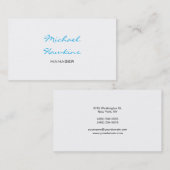 トレンディーブルー白黒コンテンポラリーマネージャー 名刺 (正面/裏面)