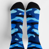 トレンディーブルー迷彩柄抽象芸術パターン ソックス (上部)