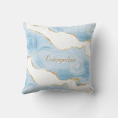 トレンディーブルー金ゴールドパーソナライズされたAgate クッション (裏面)