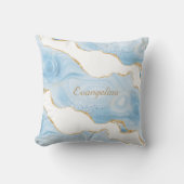 トレンディーブルー金ゴールドパーソナライズされたAgate クッション (正面)