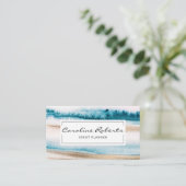 トレンディーブルー金ゴールド水彩ブラシストロークエレガント 名刺 (スタンド正面)