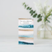 トレンディーブルー金ゴールド水彩手作りイヤリング  名刺 (スタンド正面)