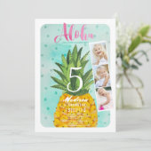 トレンディーブルー&イエロー熱帯性パイナップルフルーツ 招待状 (スタンド正面)