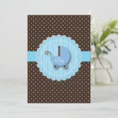 トレンディーブルー&ブラウンボーイベビーシャワー招待状 招待状 (スタンド正面)