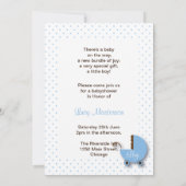 トレンディーブルー&ブラウンボーイベビーシャワー招待状 招待状 (裏面)