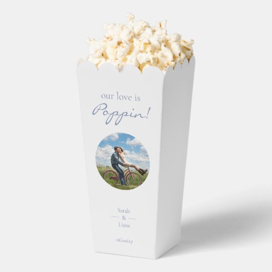 トレンディーブルー&ホワイトフローラデイジー結婚写真 フェイバーボックス (はじけた状態)