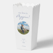 トレンディーブルー&ホワイトフローラデイジー結婚写真 フェイバーボックス (正面)