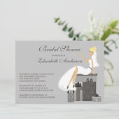 トレンディーブロンドブライドブライダルシャワー招待状グレー 招待状 (スタンド正面)