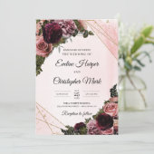 トレンディーブーヴェーバラ花フェイク金ゴールド枠 招待状 (スタンド正面)