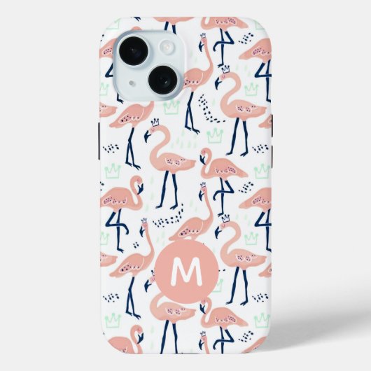 トレンディープリンセスフラミンゴパターンモノグラム Case-Mate iPhoneケース (裏面)