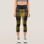 トレンディープレイドイエローブラックタータンチェックカプリスヨガ カプリレギンス (正面)