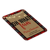 トレンディープレイド |赤と黒のプレイドおもしろいタイポグラフィ マグネット (右側)