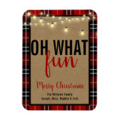 トレンディープレイド |赤と黒のプレイドおもしろいタイポグラフィ マグネット (縦)