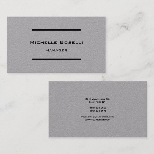 トレンディープレミアムグレイモダンプロフェッショナルプレーン 名刺 (正面/裏面)