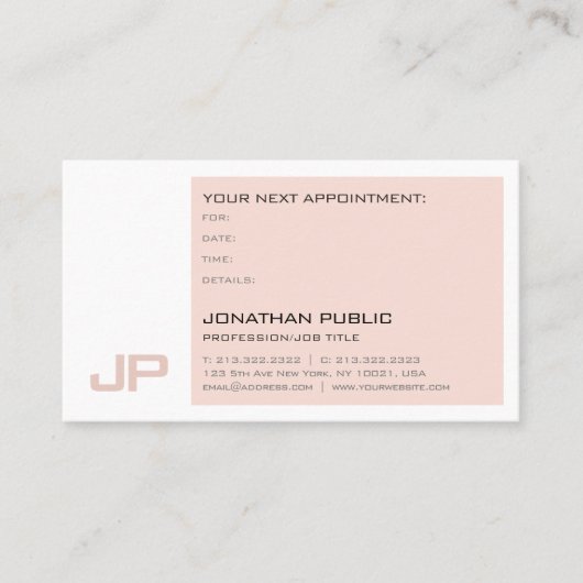 トレンディープレーンアポイントメントリマインダー高度 予約カード (正面)