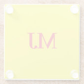 トレンディープレーンシンプルイエローレッドモノグラムイニシャル ガラスコースター (裏面)