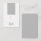 トレンディープレーンシンプルミニマル銀灰色ホワイト 名刺 (正面/裏面)