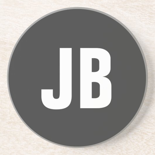 トレンディープレーンシンプルモノグラはっきりしたムイニシャルブラック コースター (正面)