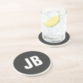 トレンディープレーンシンプルモノグラはっきりしたムイニシャルブラック コースター (側面)