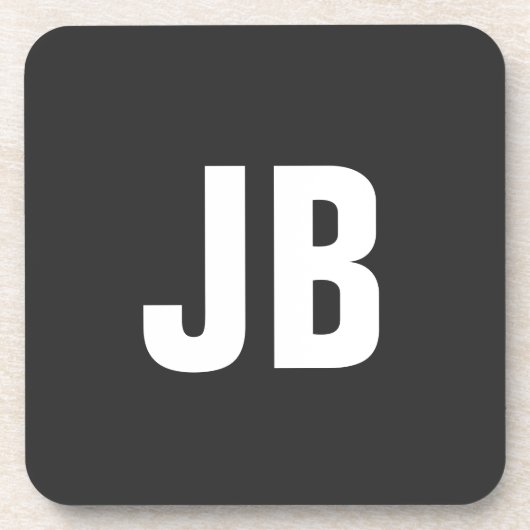 トレンディープレーンシンプルモノグラはっきりしたムイニシャルブラック コースター (正面)