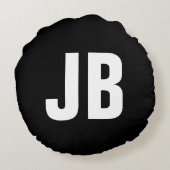 トレンディープレーンシンプルモノグラはっきりしたムイニシャルブラック ラウンドクッション (裏面)