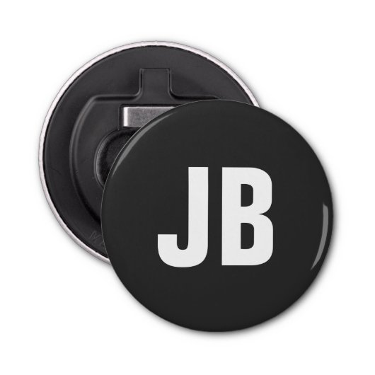 トレンディープレーンシンプルモノグラはっきりしたムイニシャルブラック 栓抜き (正面)