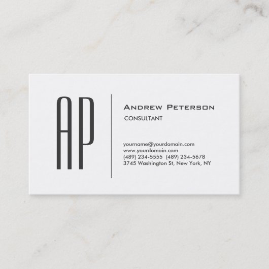 トレンディープレーン白グレーモノグラム名刺 名刺 (正面)