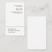 トレンディープレーン・ホワイト・グリーン・コンサルタント・ビジネス・カード 名刺 (正面/裏面)