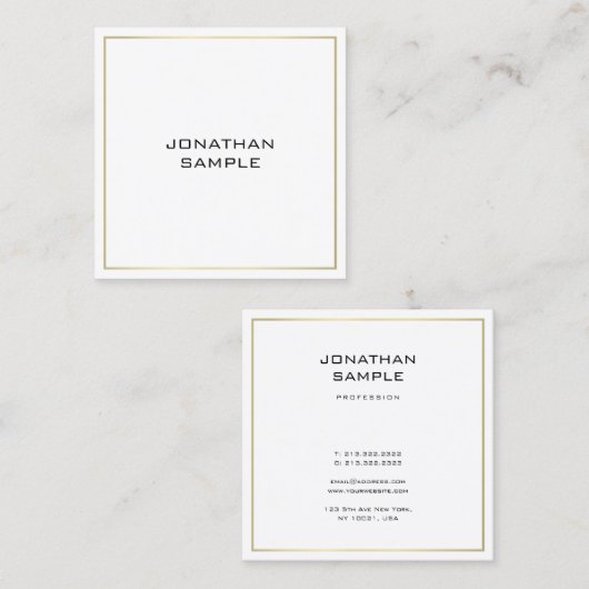 トレンディープロフェッショナルエレガント金ゴールドルックミニマリスト スクエア名刺 (正面/裏面)