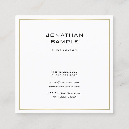 トレンディープロフェッショナルエレガント金ゴールドルックミニマリスト スクエア名刺 (裏面)