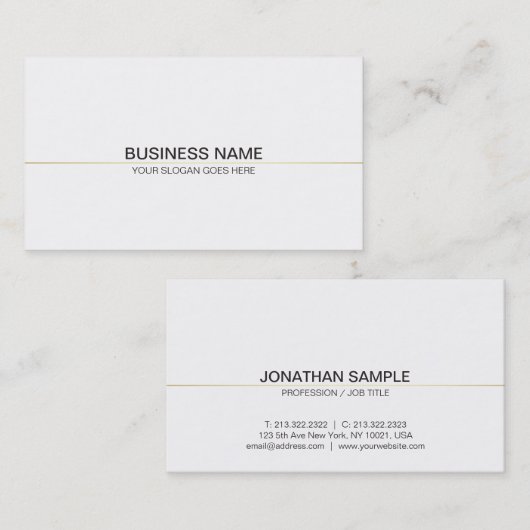 トレンディープロフェッショナルクリーン上品プレーン白金ゴールド 名刺 (正面/裏面)