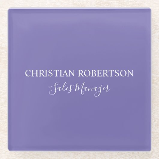 トレンディープロフェッショナルシックペリウィンクルカラーモダン ガラスコースター (正面)