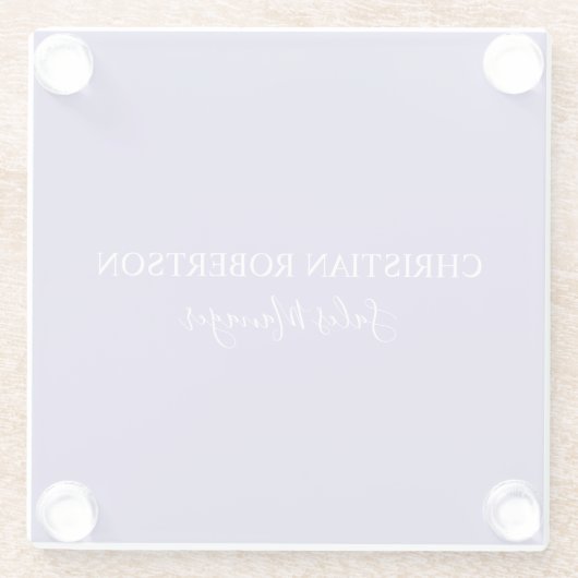 トレンディープロフェッショナルシックペリウィンクルカラーモダン ガラスコースター (裏面)