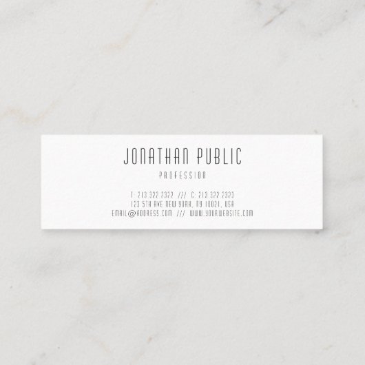 トレンディープロフェッショナルシンプルモダンテンプレートシック スキニー名刺 (裏面)