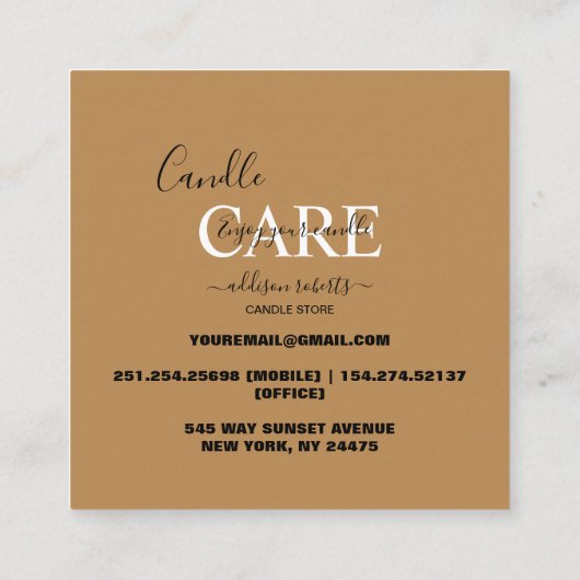 トレンディープロフェッショナルテラコッタボホキャンドル気に スクエア名刺 (裏面)