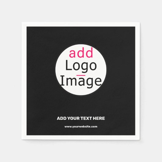 トレンディープロフェッショナルビジネスカスタムロゴブラック スタンダードカクテルナプキン (正面)
