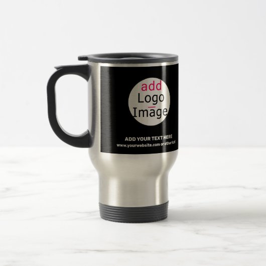 トレンディープロフェッショナルビジネスカスタムロゴブラック トラベルマグ (左)