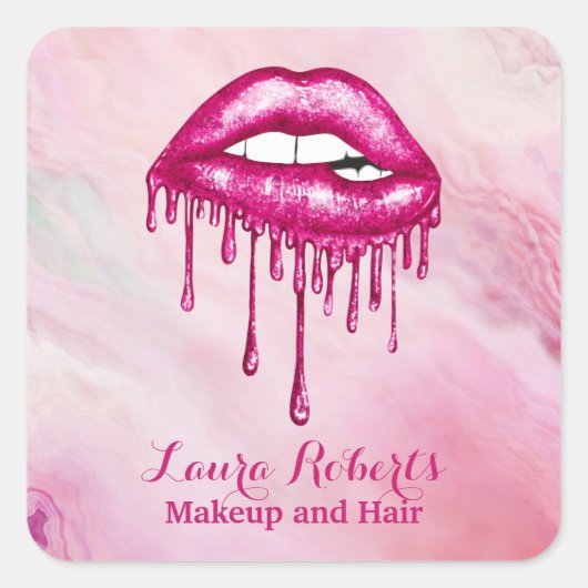 トレンディープロフェッショナルピンクドリップリップ スクエアシール (正面)