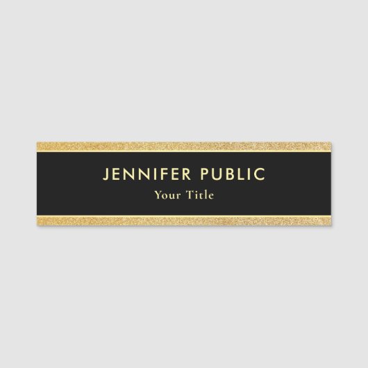 トレンディープロフェッショナルブエレガントラック&金ゴールドグリッター 名札 (正面)