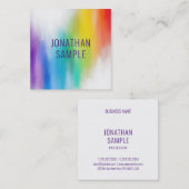 トレンディープロフェッショナルモダンエレガントレインボーカラー スクエア名刺 (正面/裏面)